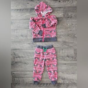 Kid's sz2T Dinosaur Christmas Lights Snowflake Hoodie Pants Set Holiday